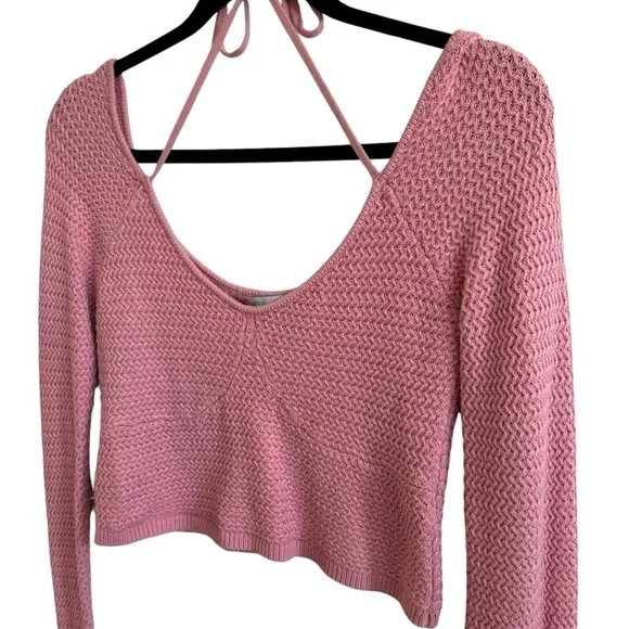 FP Beach Playing Hard To Get Cropped Pink Sweater Top, Size M - Picture 3 of 7